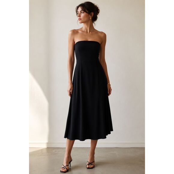 Lauren Ralph Lauren Dresses & Skirts - NWT Vintage 90s Ralph Lauren Strapless Black Midi Dress Pockets Size 10